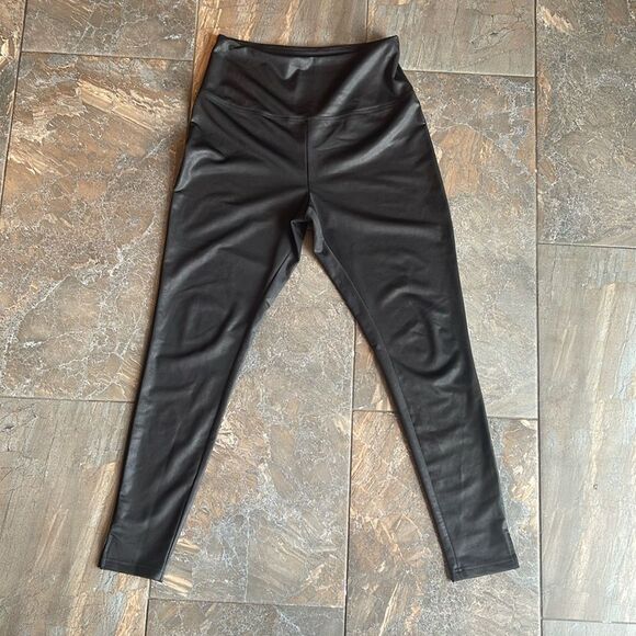 Knox Rose Womens Black Textured Spandex Pull On Stretch Leggings Pants Size S - Picture 2 of 9